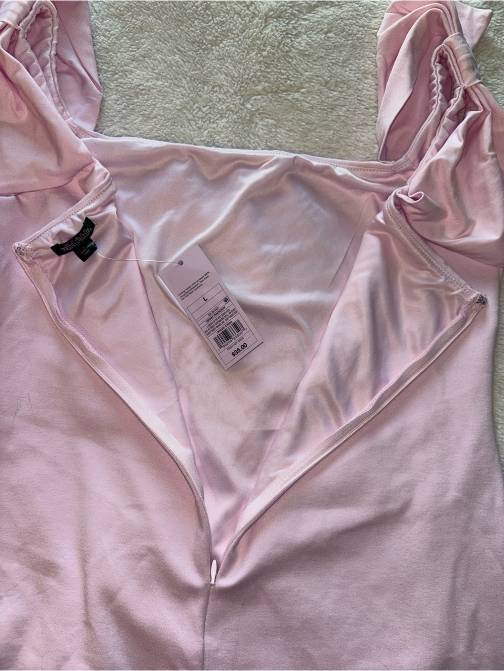 Wild Fable Light Pink Off the Shoulder Bow Short Sleeve Mini A-Line Dress - Picture 8 of 8